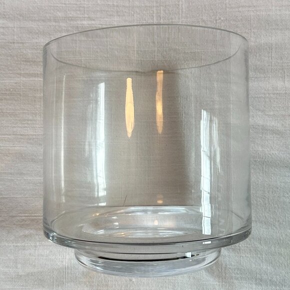 Glass Hurricane Vase with Mango Wood Base - Picture 8 of 16